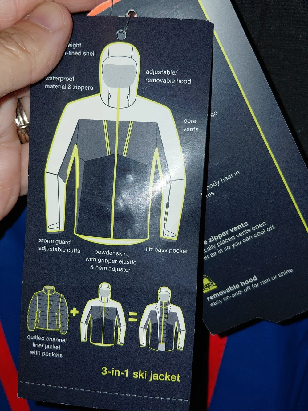 Xersion Men’s Blue and Black Waterproof Hooded Jacket #2444